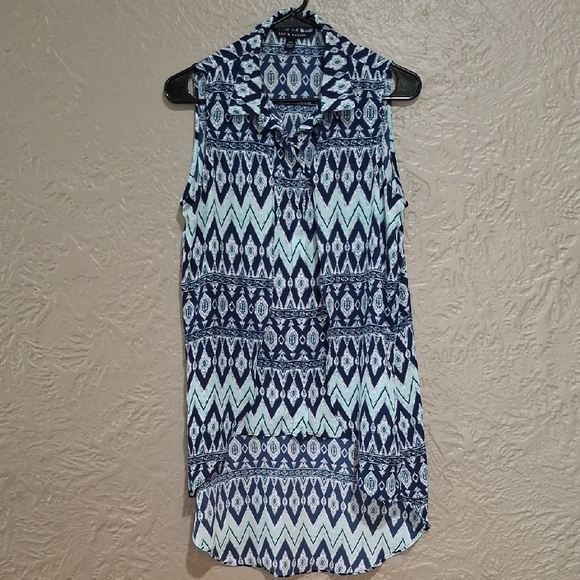 Zac & Rachel Navy and White Sleeveless Blouse Size M - Picture 1 of 9